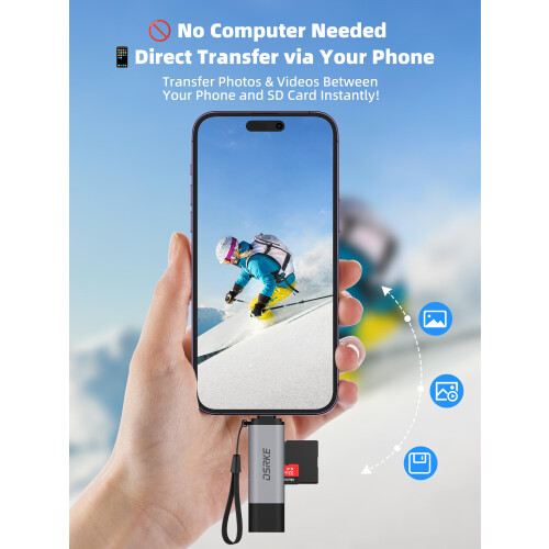 DSRKE SD Card Reader, Micro SD & Memory Card Reader, USB C 3.0 Dual Slot 2