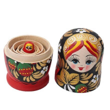 Nesting Dolls - SEMENOVO - 5PCS - Hand-Painted Wooden - Traditional Toy - Christmas Gift