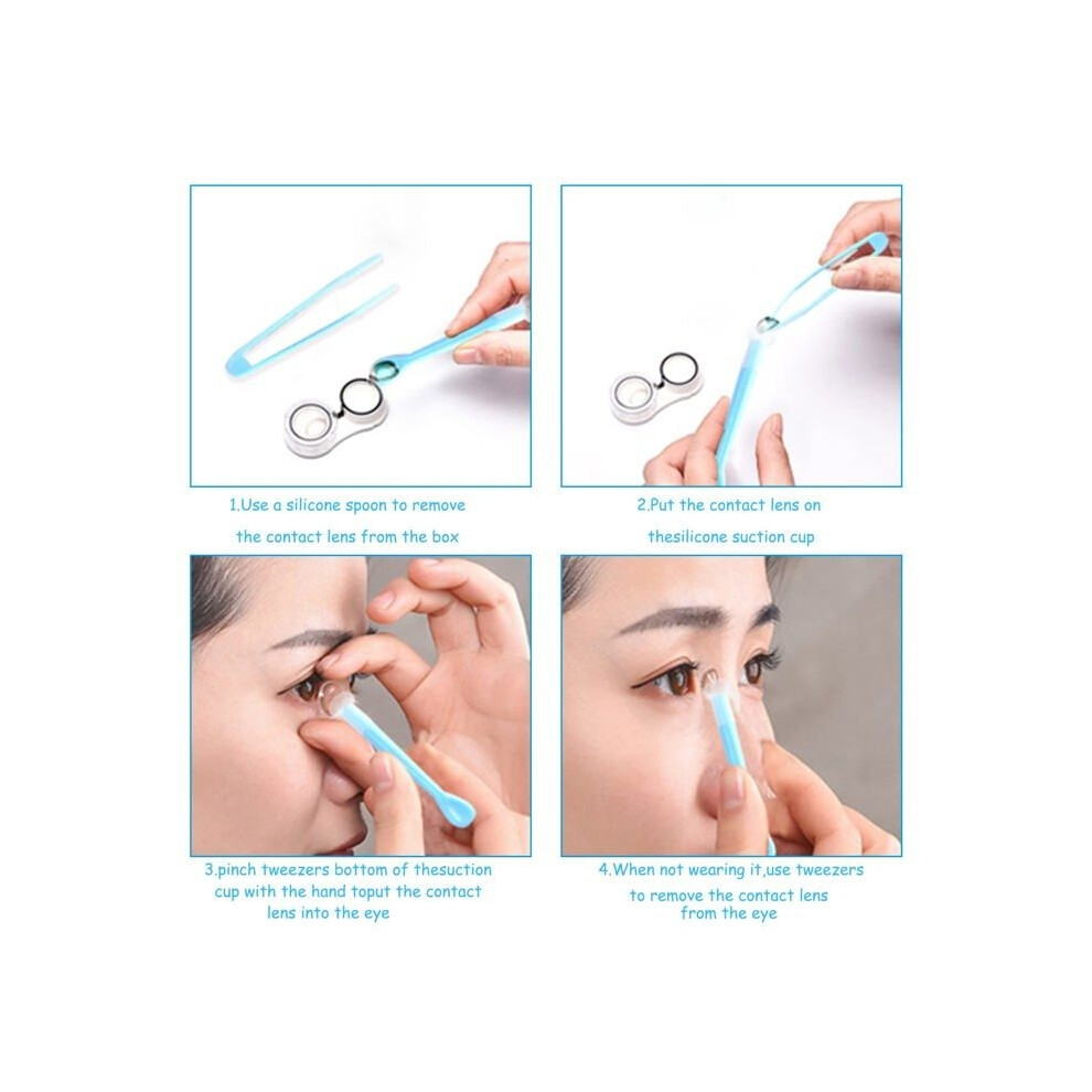 Aihontai 5-Piece Colored Contact Lens Insertion And Removal Tool Set; Portable Tool Set For Lens Sticks