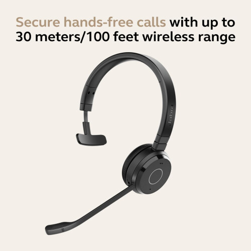 Jabra Jabra Evolve 65 TE (3rd Edition 2025) Wireless Bluetooth Mono Headset with Mic, Connect to Two Devices, 16h Battery, Noise-Cancelling Microphone, USB 2