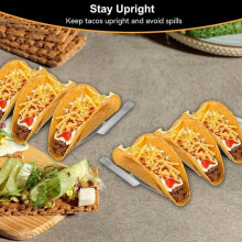 Taco-shaped kitchen utensil holder - 430 stainless steel - 2 pieces - 20 x 10 x 5 cm - Silver