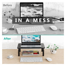 WALI Computer Monitor Stand Riser, 3 Height Adjustable Monitor Riser, Metal Desk Computer Stand for Office Home School Supplies, 37 x 24 cm, 1 Pack,