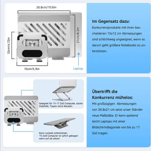 Suporte para portátil giratório 360, ajustável, ventilado e dobrável, compatível com portáteis até 17 polegadas 1