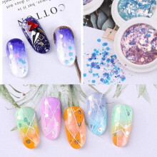Holographic nail art sticker set – Rainbow glitter, mermaid colored glitter