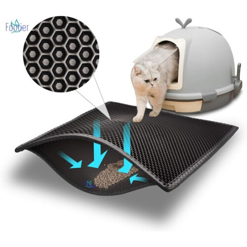 Waterproof EVA Cat Litter Mat, 50*40CM, Black