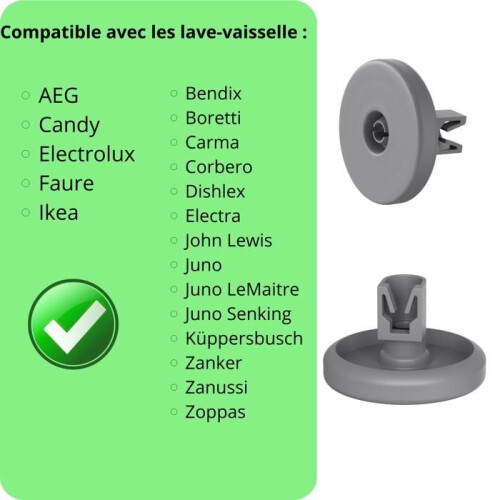 Geschirrspülerrollen – Universal – 8er-Pack – Kompatibel mit AEG, Candy, Electrolux – 40 mm – Unterkorb