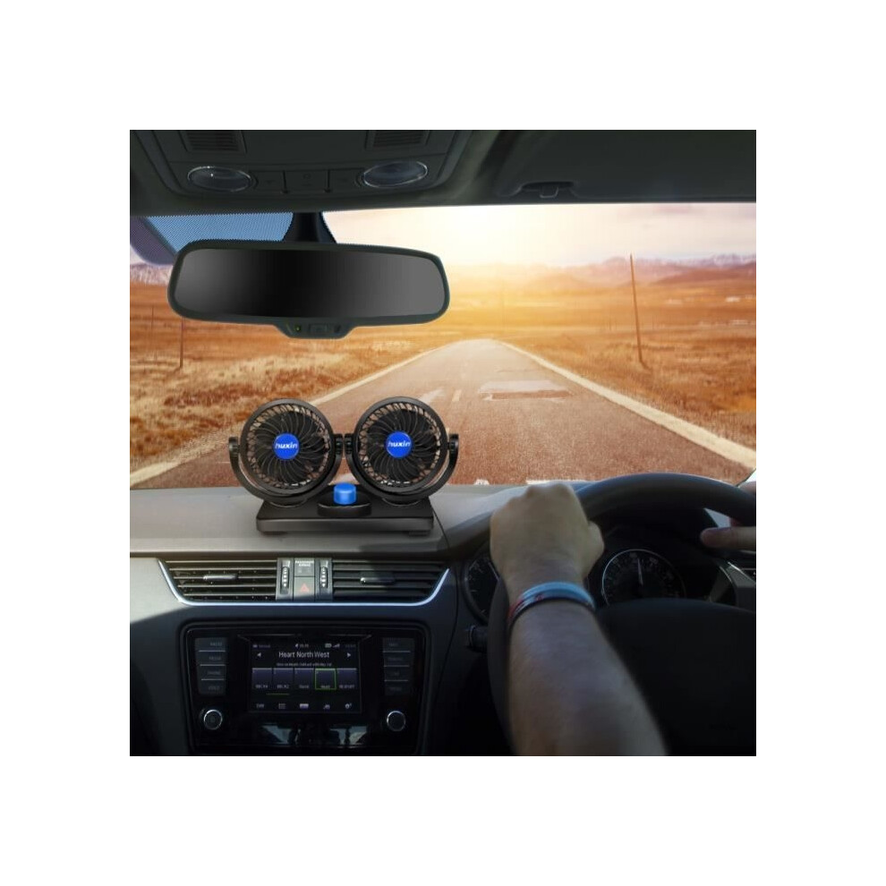12V 360 Rotating Car Cooling Fan With Adjustable Speed And Dual Head For Vehicles 9149891704794