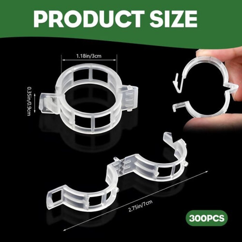 Plant support clips - AIMOONSA - 300 pieces - Ø30 mm - Transparent - Reusable 1