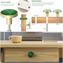 Drawer Knobs - Unspecified - Green - Metal - Set of 4 - Dimensions 3.2x3.2x2.3cm