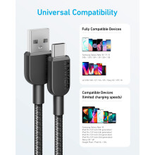 Anker USB C Charger Cable [2 pack, 6ft], 310 Nylon USB A to USB C Cable Fast Charging for iPhone 17/16/15, iPad Pro, Samsung Galaxy, and More (USB 2.
