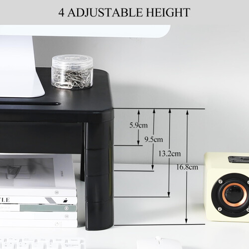 Monitor Stand Riser, 4 Height Adjustable PC Stand with Drawer Phone Slot 1