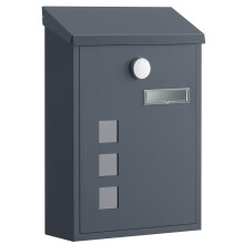 SONGMICS Post Box, Wall Mounted Letterbox, Mailbox with Sloped Roof, Copper Lock Cylinder, Swivel Cap, Viewing Windows, Nameplate, Easy to Install, 9