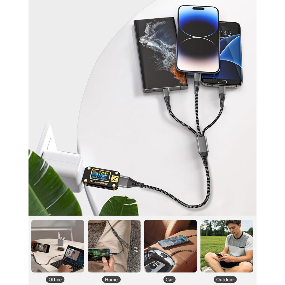 Usb C Multi Charger Cable 1.2M, 100W 3 In 1 Charging Cable Fast Charge With Pd Usb C/Micro/Lightning Cable Lead, Nylon Usbc Phone Multi Cable For Iph 5006480095395