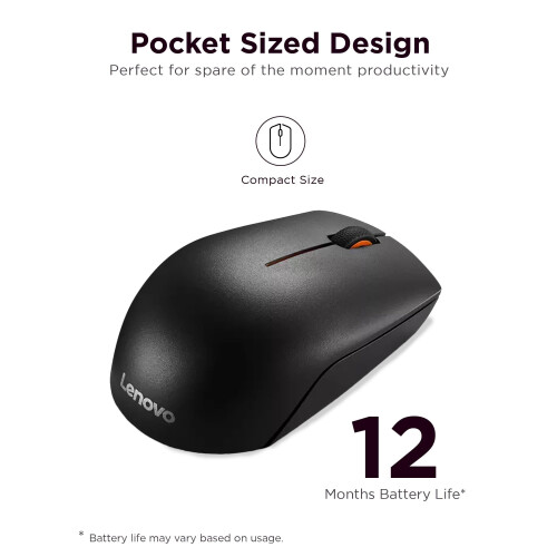 Lenovo Lenovo 300 Wireless Compact Mouse - Black 1