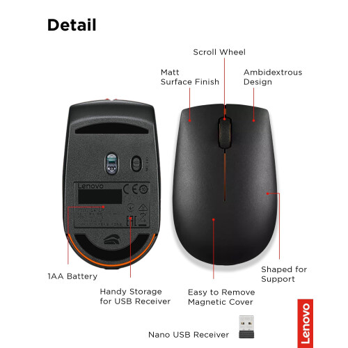 Lenovo Lenovo 300 Wireless Compact Mouse - Black 2