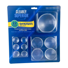 Clearly Superior Gel Bumpers Variety Pack - 22 pcs. Small, Medium & Large Round Bumpers – Protects Any Surface from Damage & Quiets Contact.