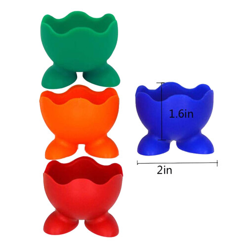 4 PCS Colorful Soft Silicone Egg Cup Boiled Egg Serving Cup Egg Tray Egg Holders Stands 1
