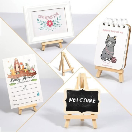 Mini wooden easel - YSTP - 60 pieces - 7x12.5 cm - Triangular - Durable material
