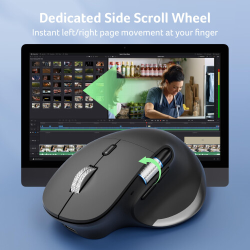 Acer Acer Wireless Mouse, Ergonomic Mouse with Side Scroll, Bluetooth 5.2 & 2.4G Dual Modes, 4800 DPI Adjustable, 8 Buttons, Rechargeable Mice, Connect 3 2