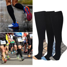 Κάλτσες συμπίεσης - Unisex - Τρέξιμο - 3 ζευγάρια - Γκρι, Μπεζ, Μπλε
