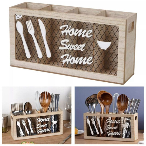 Wood Utensil Holder Kitchen Accessories Silverware Organizer for Fork Spoon for Kitchen and Home A 1