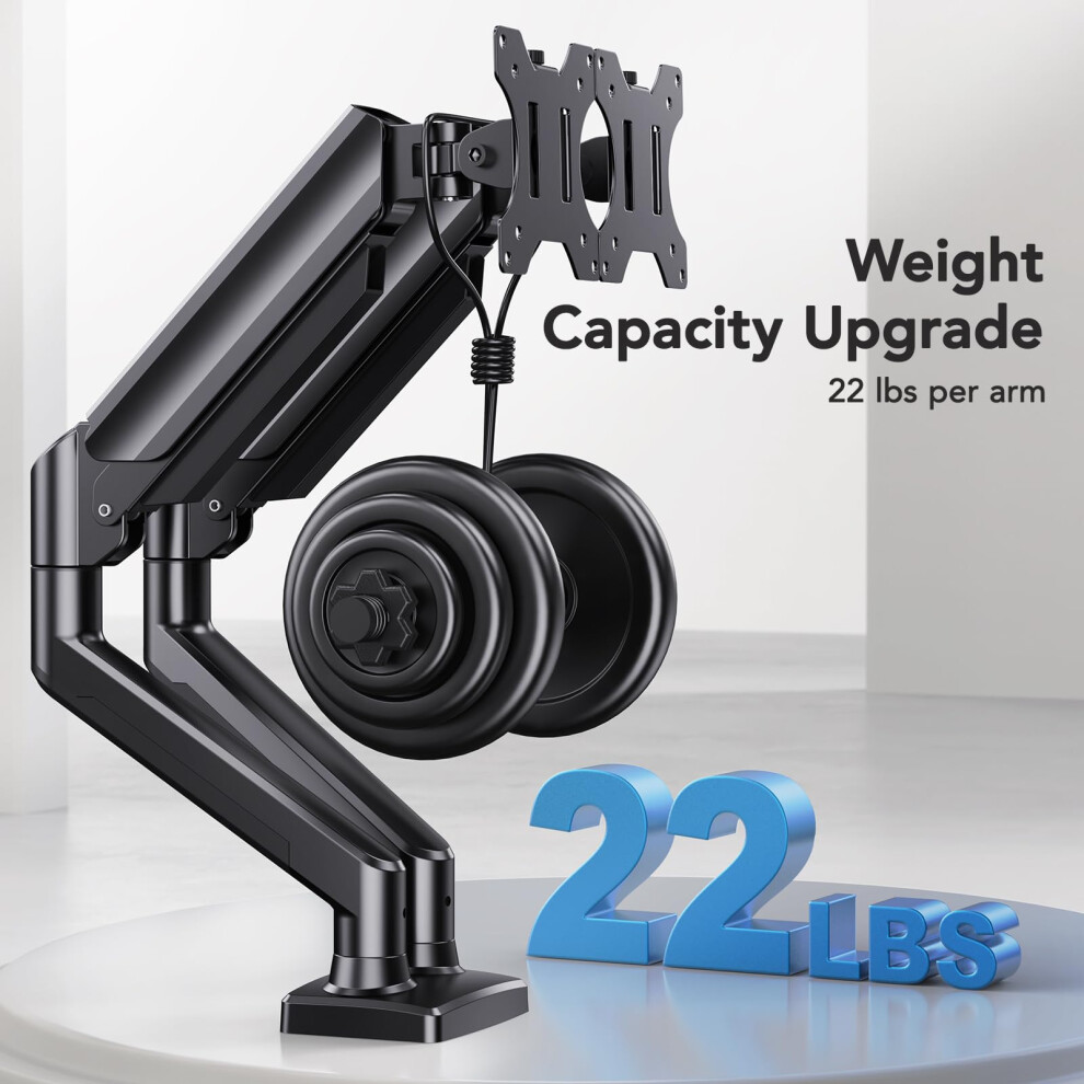 Huanuo Dual Monitor Mount For 2 Monitors Up To 32 Inches, Each Arm Holds Max 10Kg, Dual Monitor Stand With Advanced System, Height-Adjustable/Tilt/Sw 5001460545983