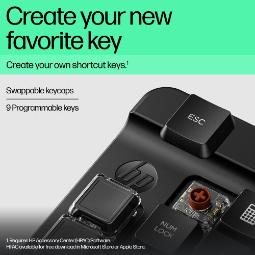 HP HP 430 Programmable Wireless Keypad | Compatible with Chrome, PC or Mac | Bluetooth | Mechanical Keys | Swappable Keycaps | 9 Programmable Keys | Spi 2