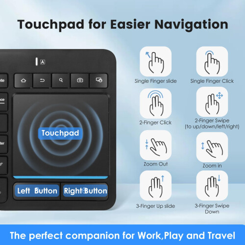 Bnnwa Multi-Device Wireless Keyboard with Trackpad, Bluetooth Keyboard with Big Size Touchpad,Support 3 Devices for PC,Windows, Android, Chrome OS, L 2