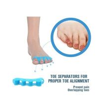 Hallux Valgus Toe Separator [6x], Improved Silicone, 0% BPA, Soft Gel Silicone, Toe Spreader, Relief (blue)