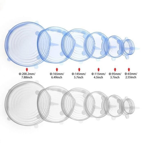 Silicone Lids - 12 Pieces - Stretchable - BPA Free - Multi-Diameter 1