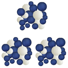 60 Pièces 6 Pouces-12 Pouces Lanternes En Papier Assortir avec la Taille Bleu Marine Beige Chinois Lanterne