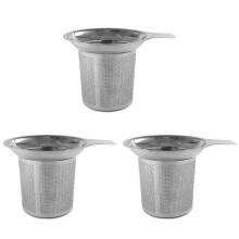 3X Passoire une Thé en Acier Inoxydable, ThéIère, Tamis une Thé, Tasse une Café, Tamis qui Fuit, Fond Plat, Filtre Haute Densité avec Poignée
