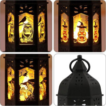 3-delige Halloween kaarslantaarns, hangende LED-lantaarns, draagbare lampen op batterijen, Halloween feestdecoratie