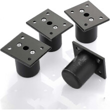 Verstellbare 50-mm-Möbelfüße, 4er-Pack, Bett-, Schrank- und Tischfüße aus Aluminiumlegierung, schwarz (Maximale Verstellhöhe: 5 Zentim