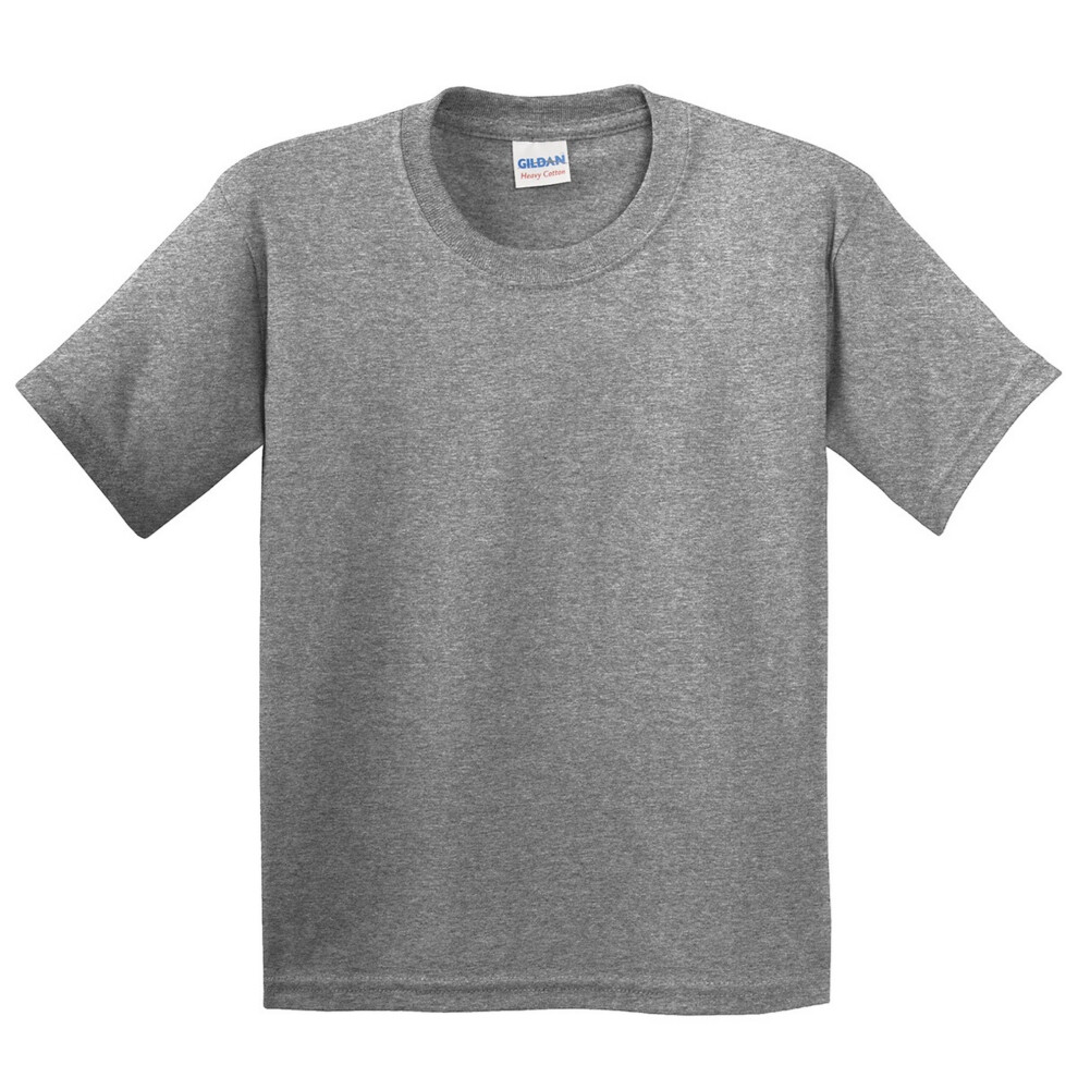 Gildan (Xl, Graphite Heather) Childrens Unisex Heavy Cotton T-Shirt (Pack Of 2) Multicoloured