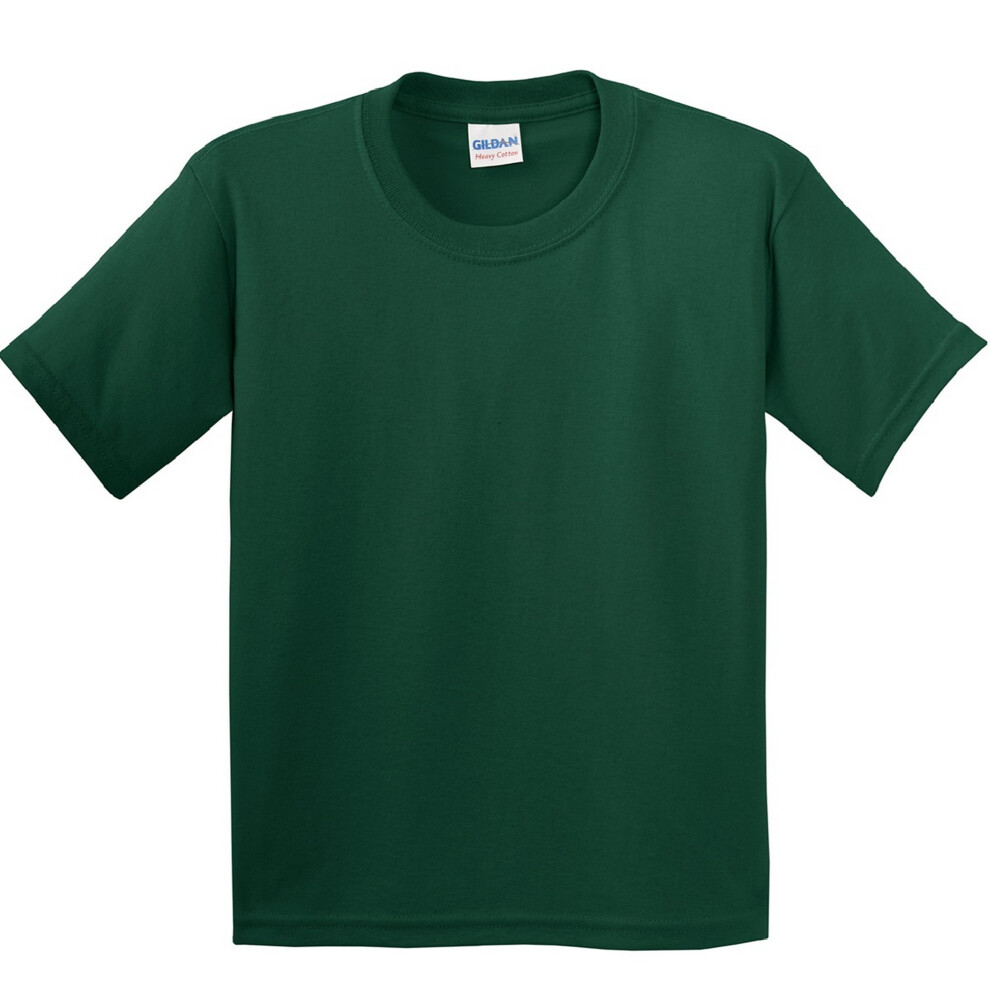 Gildan (L, Forest ) Childrens Unisex Heavy Cotton T-Shirt (Pack Of 2) Green