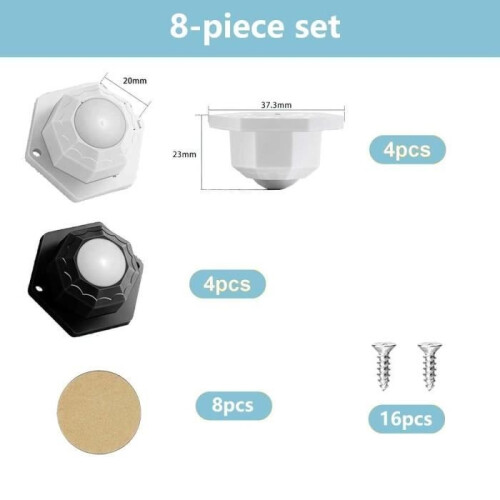 Rollen – Mini-Selbstkleberollen – Tragkraft 100 kg – Lenkrollen – 8er-Pack 1