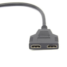 HDMI-Kabeladapter mit 2 Anschlüssen für PC, Microsoft TV, TV-Konsole, Gold 3D, Full HD, 4K, 1080p Bildschirmerweiterung