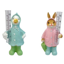 Regenmesser für den Garten, für die Außengestaltung im Landhausstil, gut ablesbar, Tierfigur aus Kunstharz, Frosch