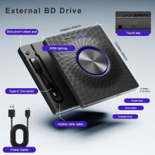 External CD/DVD Drive - FANTEC - DVD Burner - USB 3.0 - USB-C - Mac and Windows Compatible