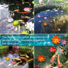 Lot de 5 nénuphars artificiels flottants pour la décoration de bassin, fleurs de lotus imperméables pour la décoration d'aquarium