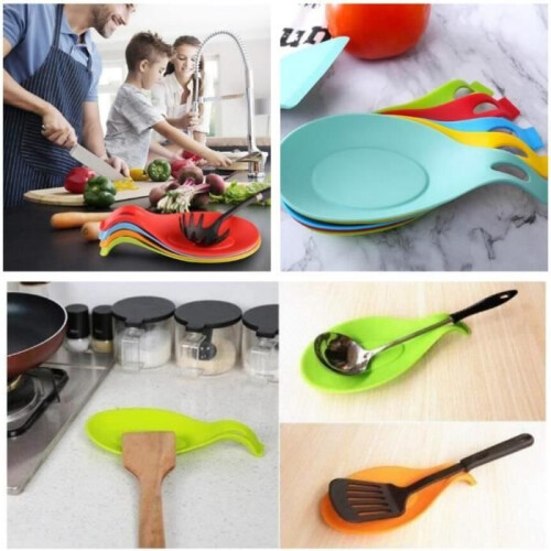 Spoon rest - Kitchen - Silicone - 5 pieces - Random color - Ergonomic design 2
