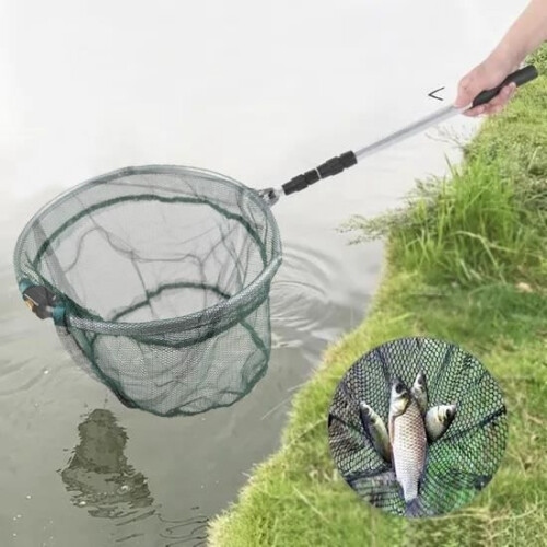 Telescopic landing net - Safe Catch - Folding handle - Stainless steel - Adjustable length 1