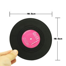 Retro Vinyl CD Coasters - SOPEAR - 6PCS - Black - Adult