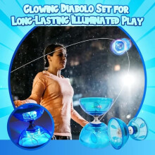 Diabolo LED avec système à triple roulement à billes - Kit de jonglage de diabolo lumineux pour enfants et adultes - Équipement