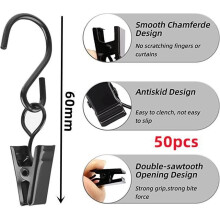 Clothespins, Metal Clips with S-Hook, Stainless Steel Clips, for Hanging Curtains, Photos, Crafts, Home