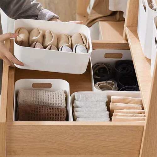 Plastic Storage Box Office, Home, Kitchen, Neat Organizer White Plastic Studio Storage Basket 1