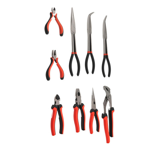 9pc Premium Pliers Tool Set with Storage Tray Combination Long Nose Side Nippers 1