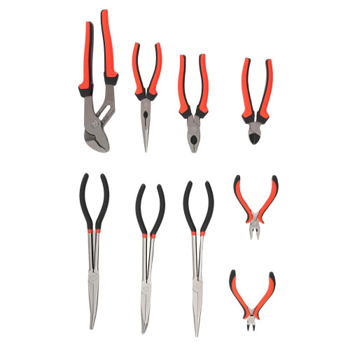 9pc Premium Pliers Tool Set with Storage Tray Combination Long Nose Side Nippers 2