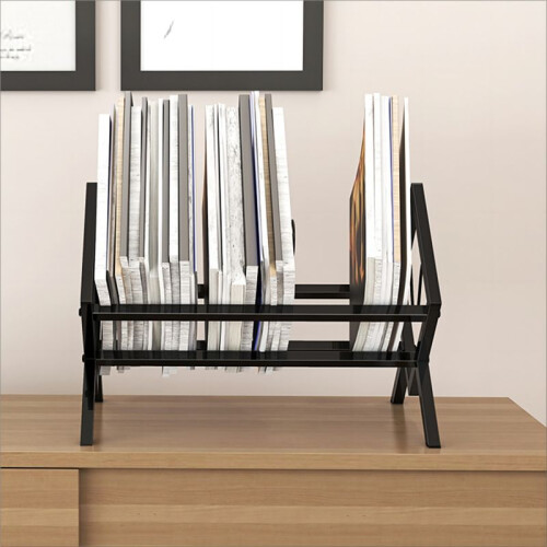 Record Rack, Desktop Book and Magazine Rack, Metal Display Rack, CD Record Multifunctional Organizer, Storage Rack 2